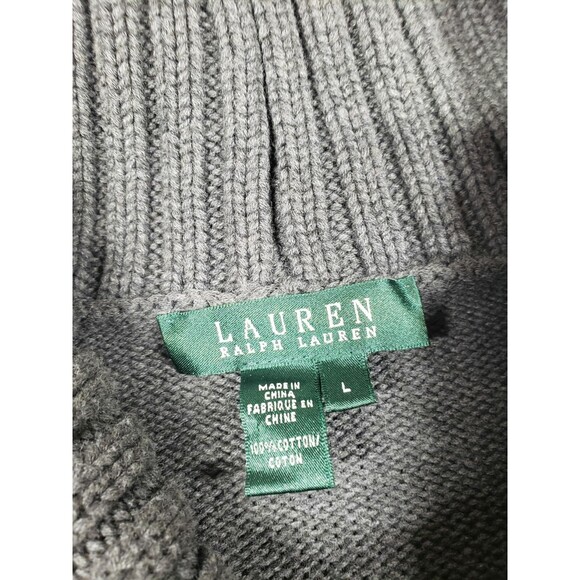 Lauren Ralph Lauren Women’s Sweater Cowl Neck Bone Botton Dark Gray Size Large - Picture 3 of 6